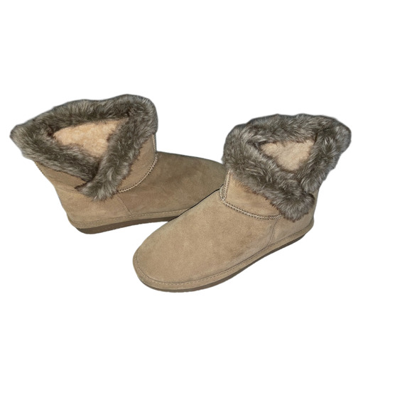 Bearpaw Boots Women's 11 Tan Suede Faux Fur Winter Cozy Comfort Cold Weather EUC - Picture 2 of 9